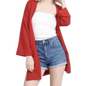 Dynamite Red Kimono Sleeve Open Cardigan